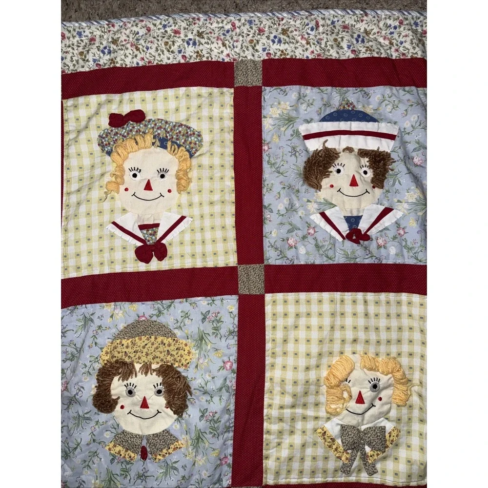 Vtg Boutique Style Raggedy Ann &‎ Andy by Lid'l Dolly's Collectibles Baby Quilt
